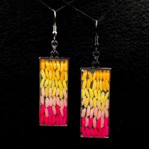 Handmade Rice Earrings in Pink Lemonade